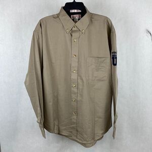 NEW Stock Show U Button Down Shirt Size Large Khaki Tan Black BAW Athletic Wear